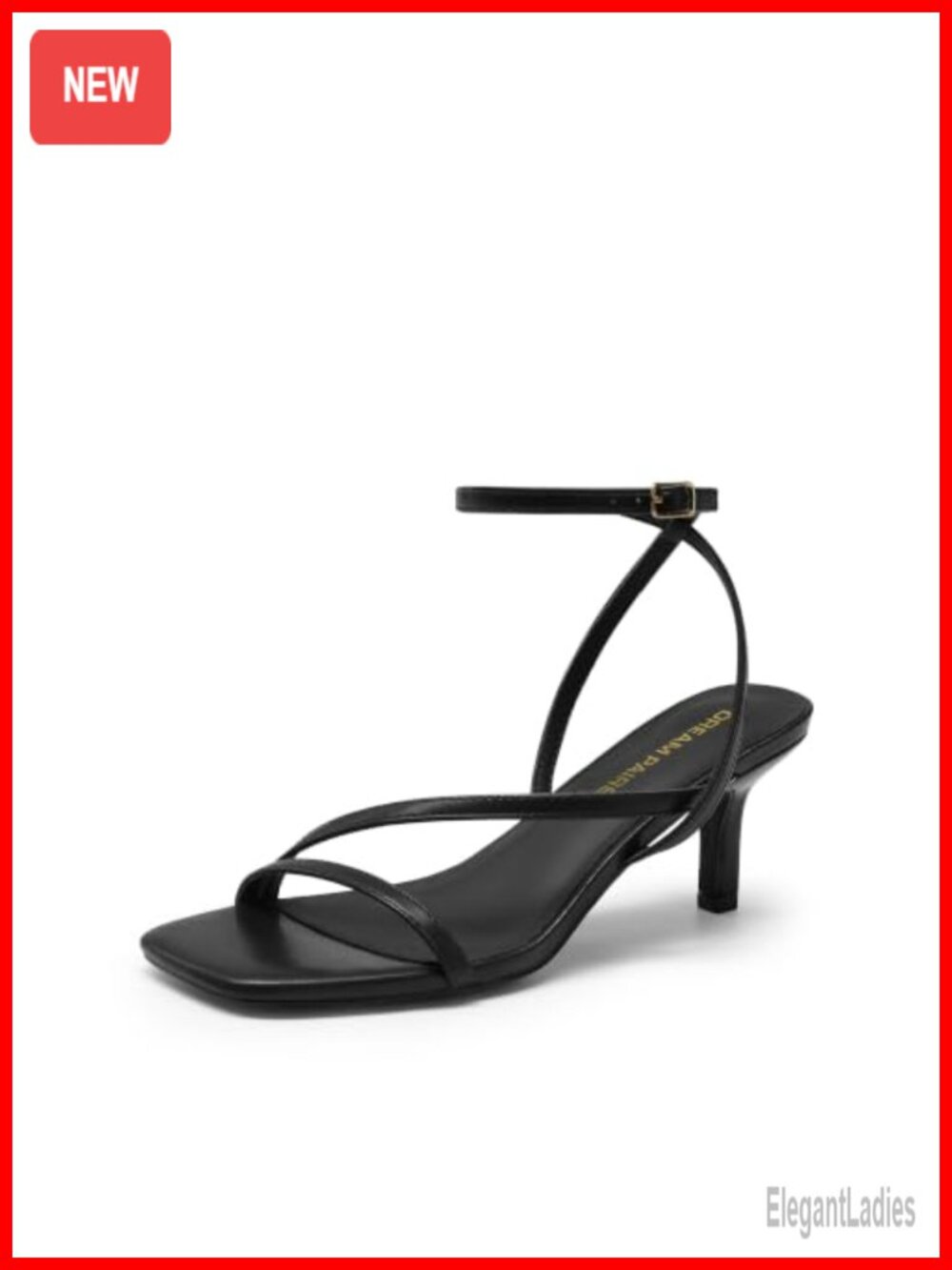 Women's Low Kitten Heels Strappy Square Toe Stiletto Sandals